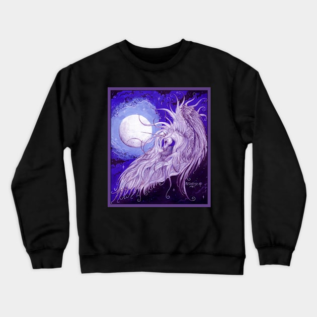 Winged Unicorn and the moon Crewneck Sweatshirt by pegacorna